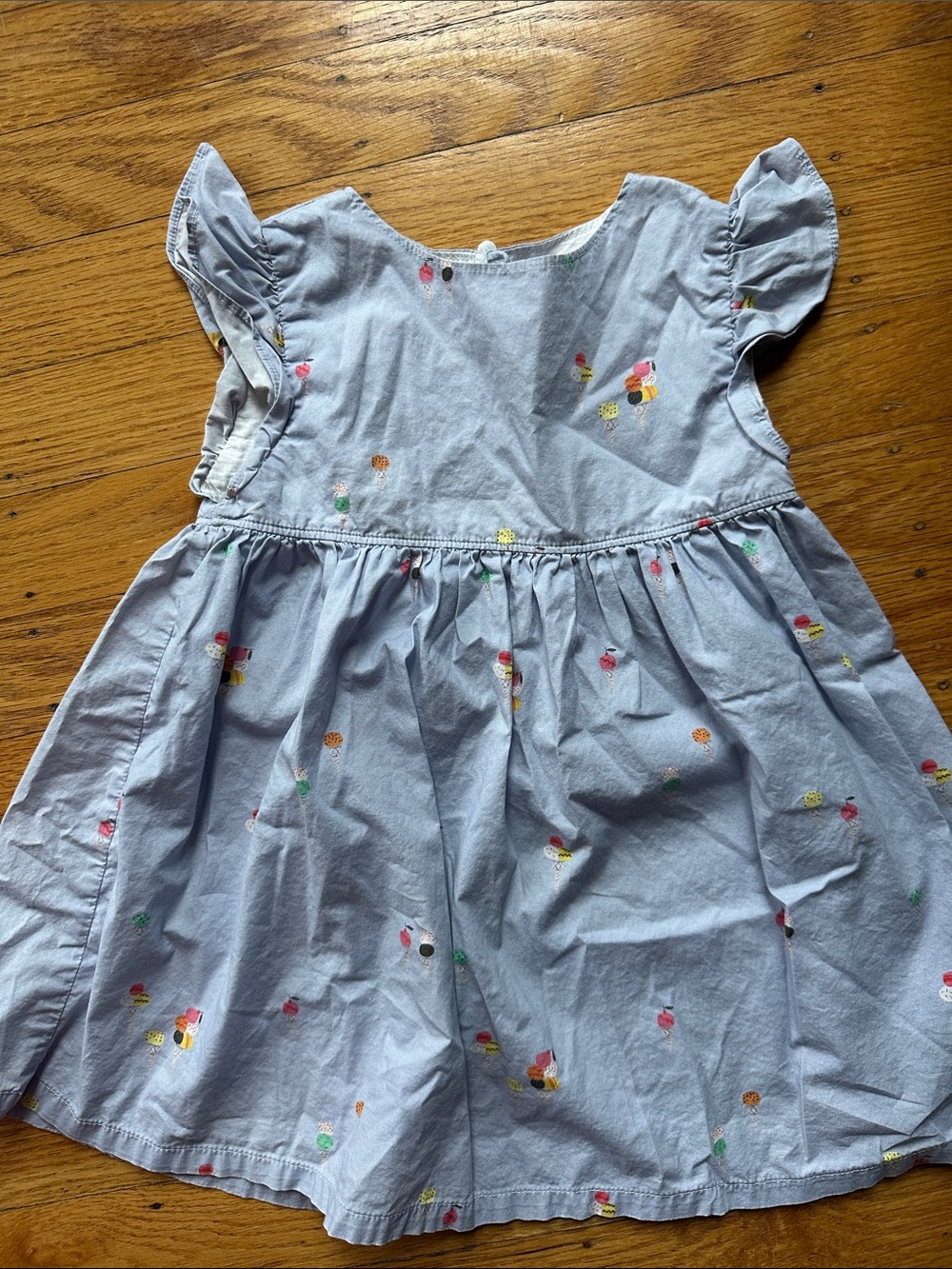 Maison Me Girls' Flutter Sleeve Cotton Dress with ice cream cones
